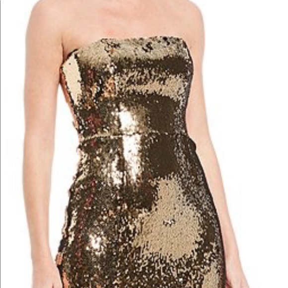 dress the population gold sequin dress